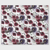 Papier Cadeau Belle déplaisante | Roses gothiques foncés avec ch (Plat)