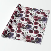 Papier Cadeau Belle déplaisante | Roses gothiques foncés avec ch (Déroulé)