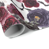 Papier Cadeau Belle déplaisante | Roses gothiques foncés avec ch (Coin rond)