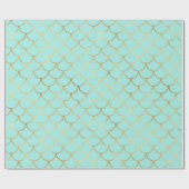 Papier Cadeau Belle échelle de sirènes bleues et dorées (Plat)