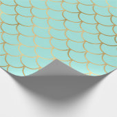 Papier Cadeau Belle échelle de sirènes bleues et dorées (Coin)