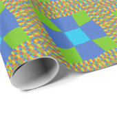 Papier Cadeau Belle Extraordinaire Vert Bleu Cyan Art Design d'i (Coin rond)