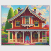 Papier Cadeau Belle ferme Campagne Découpage (Plat)