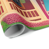 Papier Cadeau Belle ferme Campagne Découpage (Coin rond)