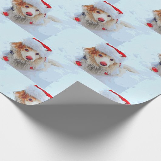 Papier Cadeau Belle fête Chien Dachshund Noël Fête neige casquet (Coin)
