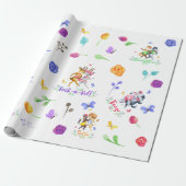 Papier Cadeau Belle fête d'anniversaire Forêt Animaux Danser (Déroulé)