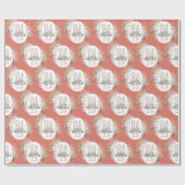 Papier Cadeau Belle Fête des mariées Florale Avec Nom | Date (Plat)