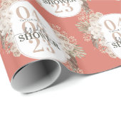 Papier Cadeau Belle Fête des mariées Florale Avec Nom | Date (Coin rond)