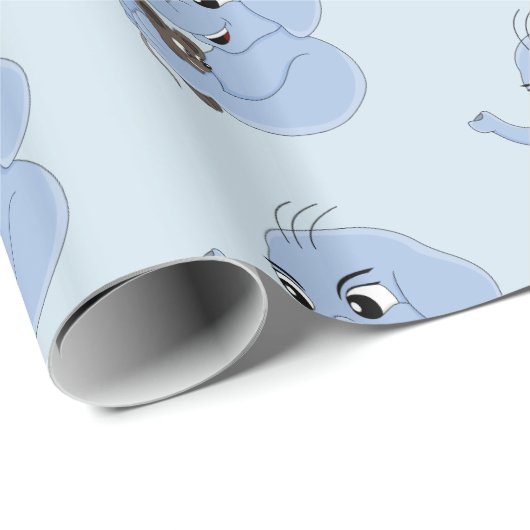 Papier Cadeau Belle feuille d'emballage pour éléphant garçon (Coin rond)