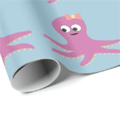 Papier Cadeau Belle fille rose Octopus (Coin rond)