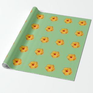 Papier Cadeau Belle fleur d'hibiscus orange