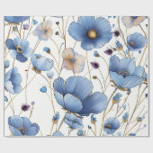 Papier Cadeau Belle fleur sauvage bleu clair (Plat)