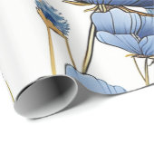 Papier Cadeau Belle fleur sauvage bleu clair (Coin rond)