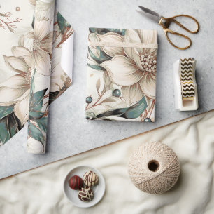 Papier Cadeau Belle florale de Noël