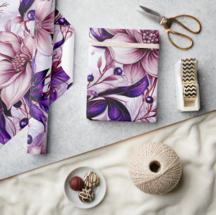 Papier Cadeau Belle florale de Noël