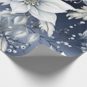 Papier Cadeau Belle Flore de Noël Bleu (Coin)
