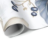 Papier Cadeau Belle Flore de Noël Bleu (Coin rond)