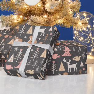 Papier Cadeau Belle forêt Animaux Noël