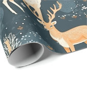 Papier Cadeau Belle Forêt de Cerf (Coin rond)