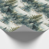 Papier Cadeau Belle forêt de pins neigeux Noël (Coin)