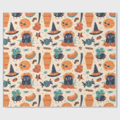 Papier Cadeau Belle Halloween Gravestone & Cauldrons (Plat)