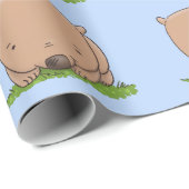 Papier Cadeau Belle illustration de dessin animé de bébé wombat (Coin rond)