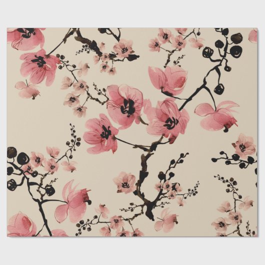 Papier Cadeau Belle impression de fleurs d'aquarelle. St (Plat)