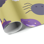 Papier Cadeau Belle magie d'Halloween et attributs de sorcière (Coin rond)