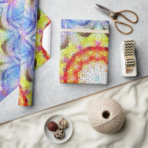 Papier Cadeau Belle mosaïque brillante Carreaux soleil Fleur