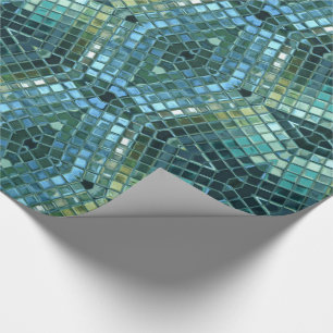 Papier Cadeau Belle mosaïque en verre verte et bleue