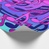 Papier Cadeau Belle Musique Notes vives Pink Purple Blue Aqua (Coin)