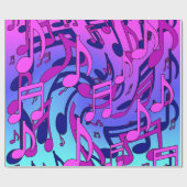 Papier Cadeau Belle Musique Notes vives Pink Purple Blue Aqua (Plat)