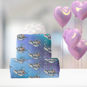 Papier Cadeau Belle natation Tortues de mer Motif