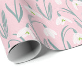 Papier Cadeau Belle neige rose (Coin rond)