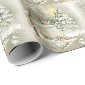 Papier Cadeau Belle Noël, Église Paysage d'hiver (Coin rond)