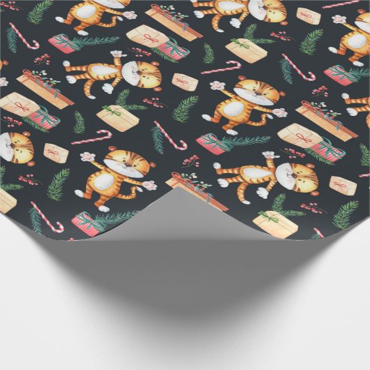 Papier Cadeau Belle Noël / Nouvel An Tigre (Coin)