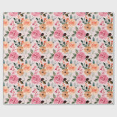 Papier Cadeau Belle Orange Rose & Fleurs Tan Roses Botaniques (Plat)