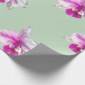 Papier Cadeau Belle orchidée tropicale rose pastel (Coin)
