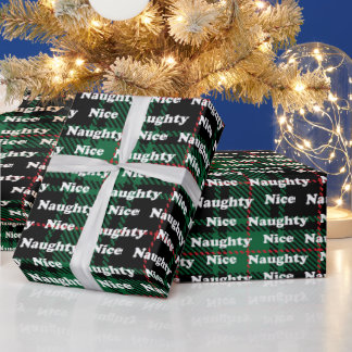 Papier Cadeau Belle ou belle typographie vert noir plaid