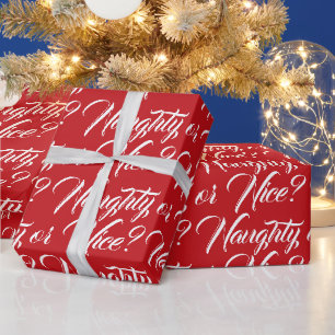Papier Cadeau Belle ou Nice rouge blanc élégant script drôle