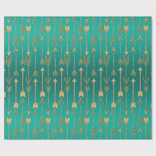 Papier Cadeau Belle parties scintillant en faux or tendance flèc (Plat)