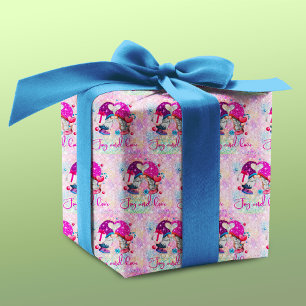 Papier Cadeau Belle parties scintillant rose gnome Noël