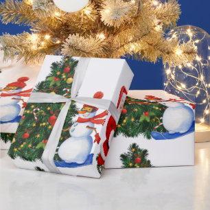 Papier Cadeau Belle Père Noël de Noël et motif de Snowman