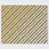 Papier Cadeau Belle perles blanches de parties scintillant en or (Plat)