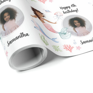 Papier Cadeau Belle photo personnalisée Texte Sirène sous la mer