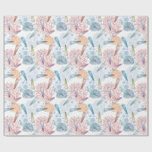 Papier Cadeau Belle plage de coquillages corail motif (Plat)