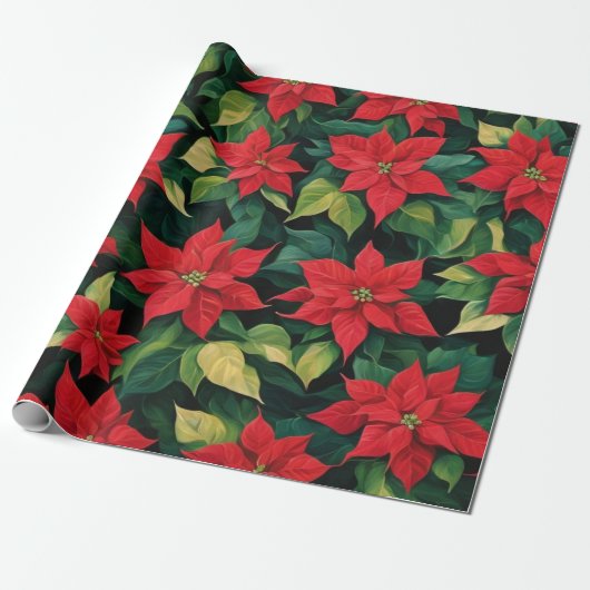 Papier Cadeau Belle Poinsettia (Déroulé)