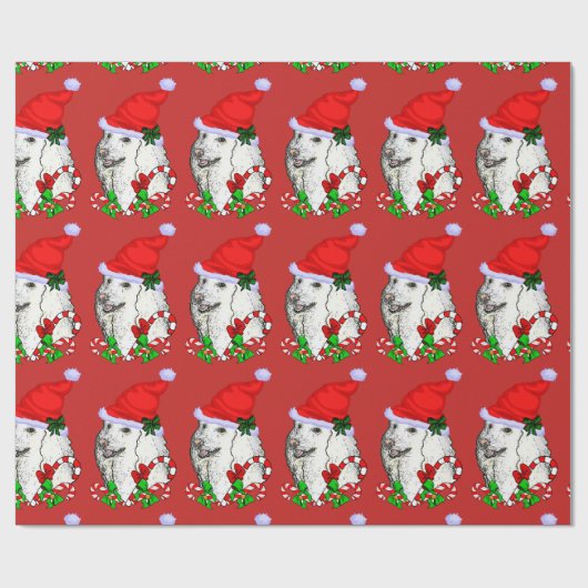 Papier Cadeau Belle Poodle Noël de Noël (Plat)