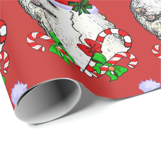 Papier Cadeau Belle Poodle Noël de Noël (Coin rond)