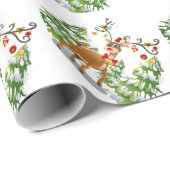 Papier Cadeau Belle renne dans la neige (Coin rond)